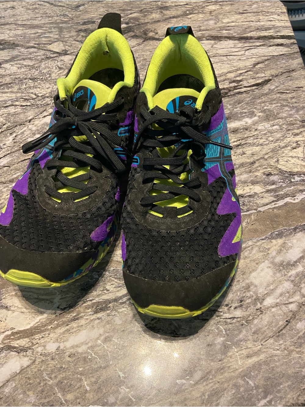 Asics Black, Purple & Lime Women's Athletic Running Shoes